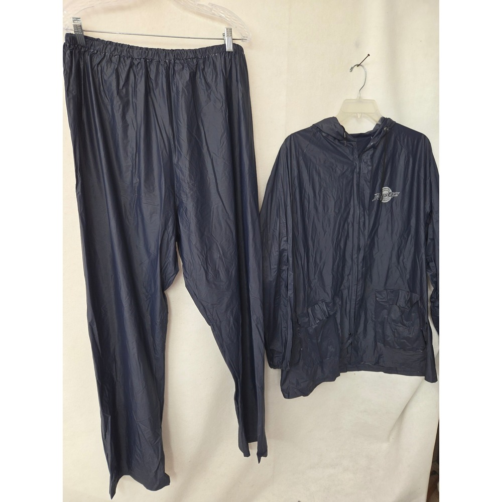 Motorcycle Riders‎ Club of America Rain Suit Men XL Navy Blue Hooded 2pc Set